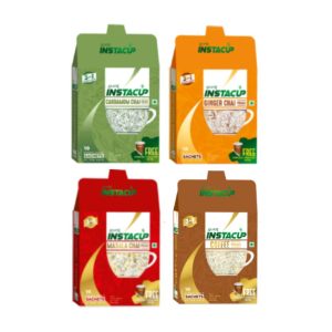 Instacup 3 in 1 Instant Cardamom, Ginger and Masala Chai & Coffee Premix Combo Sachets Pack