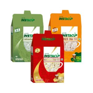 Instacup 3 in 1 Instant Cardamom, Ginger and Masala Chai Premix Combo Sachets Pack