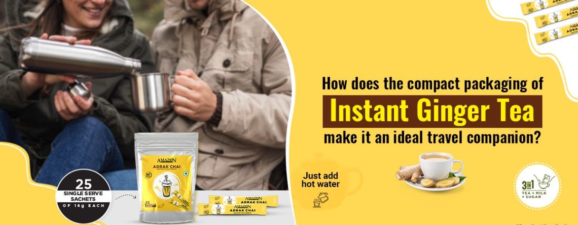 How does the compact packaging of Instant Ginger Tea make it an ideal travel companion